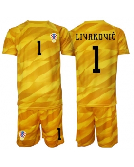 Billige Fotballdrakt Kroatia Dominik Livakovic #1 Keeper Replika Hjemmedraktsett Barn VM 2026 Kortermet (med bukser)